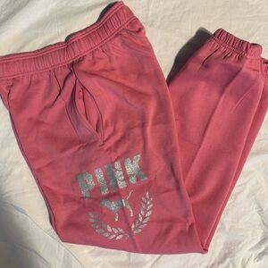 PINK Victoria's Secret Glitter Campus Sweatpants NEW